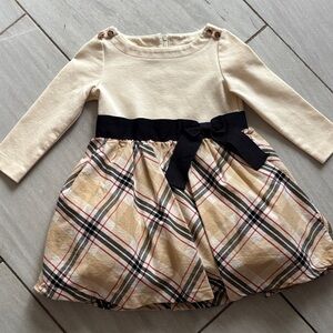 Hope and Henry Plaid Cream and Black Kids Dress